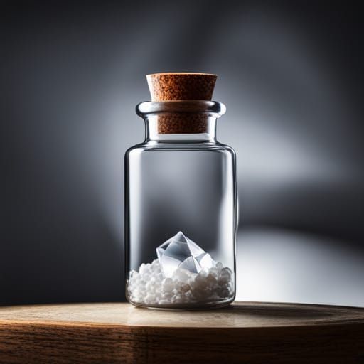 A beautiful shiny white crystal in a bottle