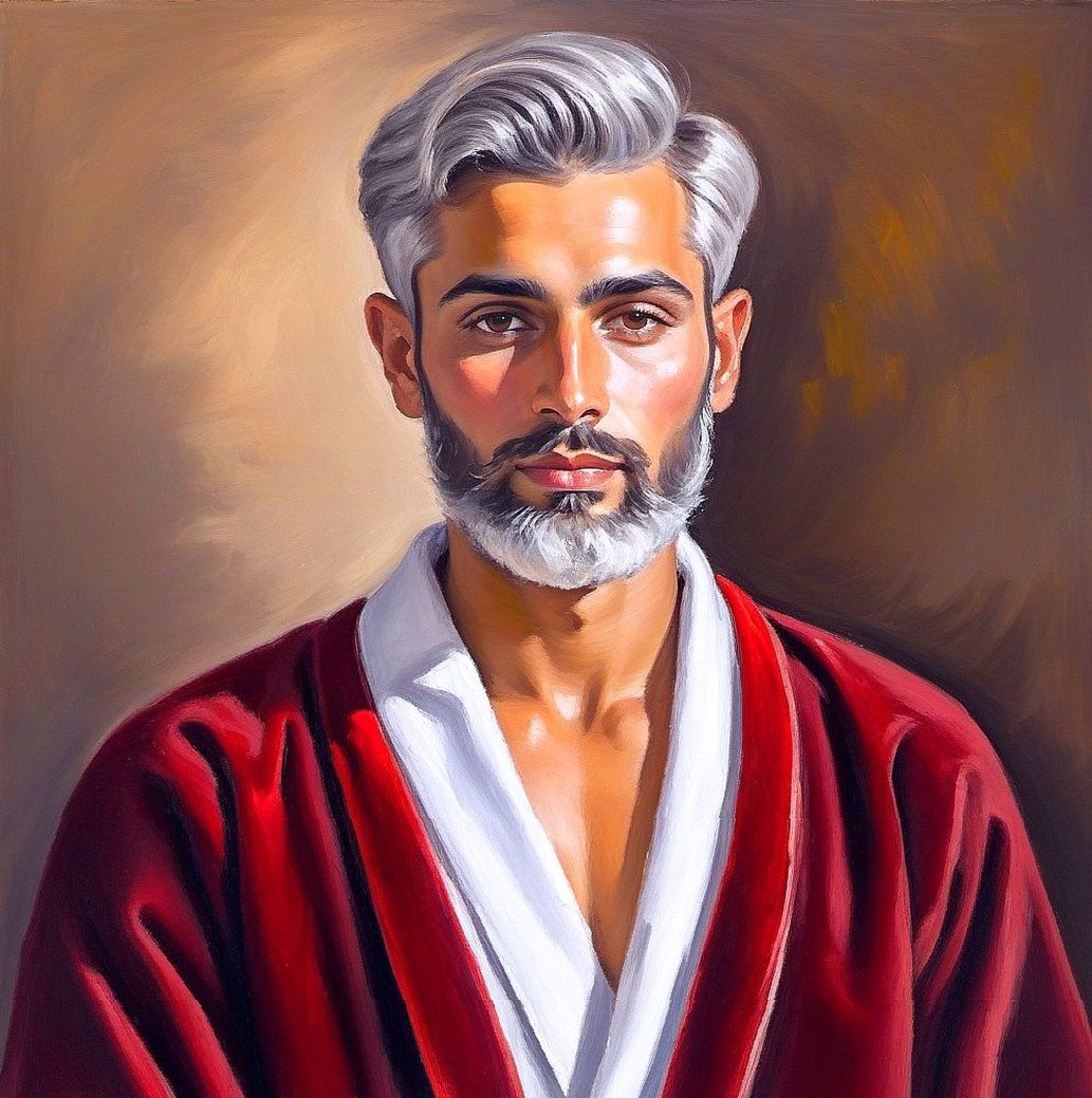 Andrew  ·   Portrait of a handsome bearded silver daddy