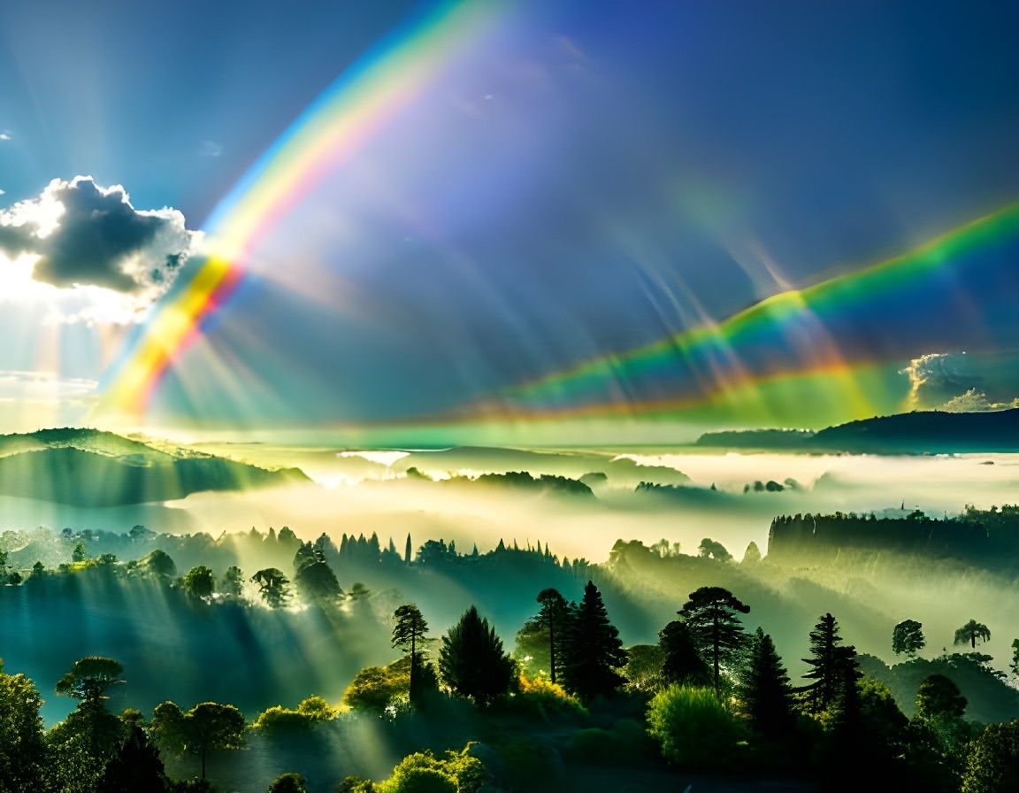 Rainbow over the forest   by @Mahdi Mahdavi