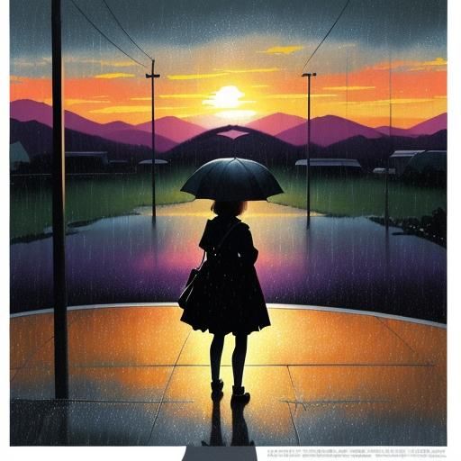 Sunset, big rain drops, shadows