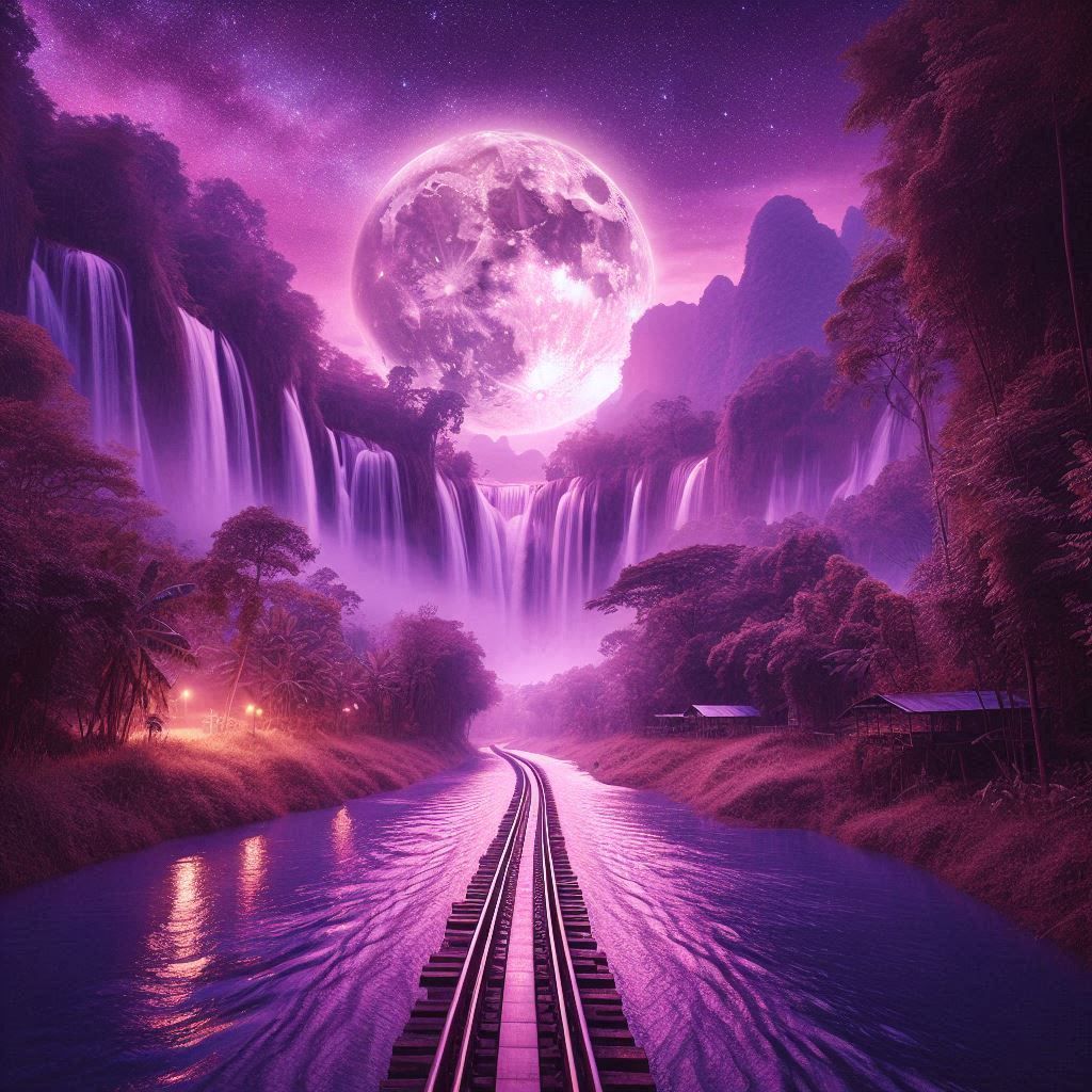 A BEAUTIFUL MASTERPIECE OF GEL PURPLE  LANDSCAPE