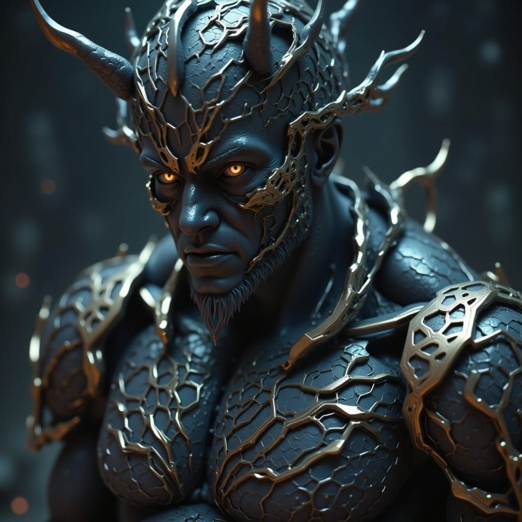 <lora:Mechanical Mesh:1.0> ((best quality)), ((masterpiece)), ((realistic)), (detailed), man, solo male, cabal male, muscular man, evil mask...