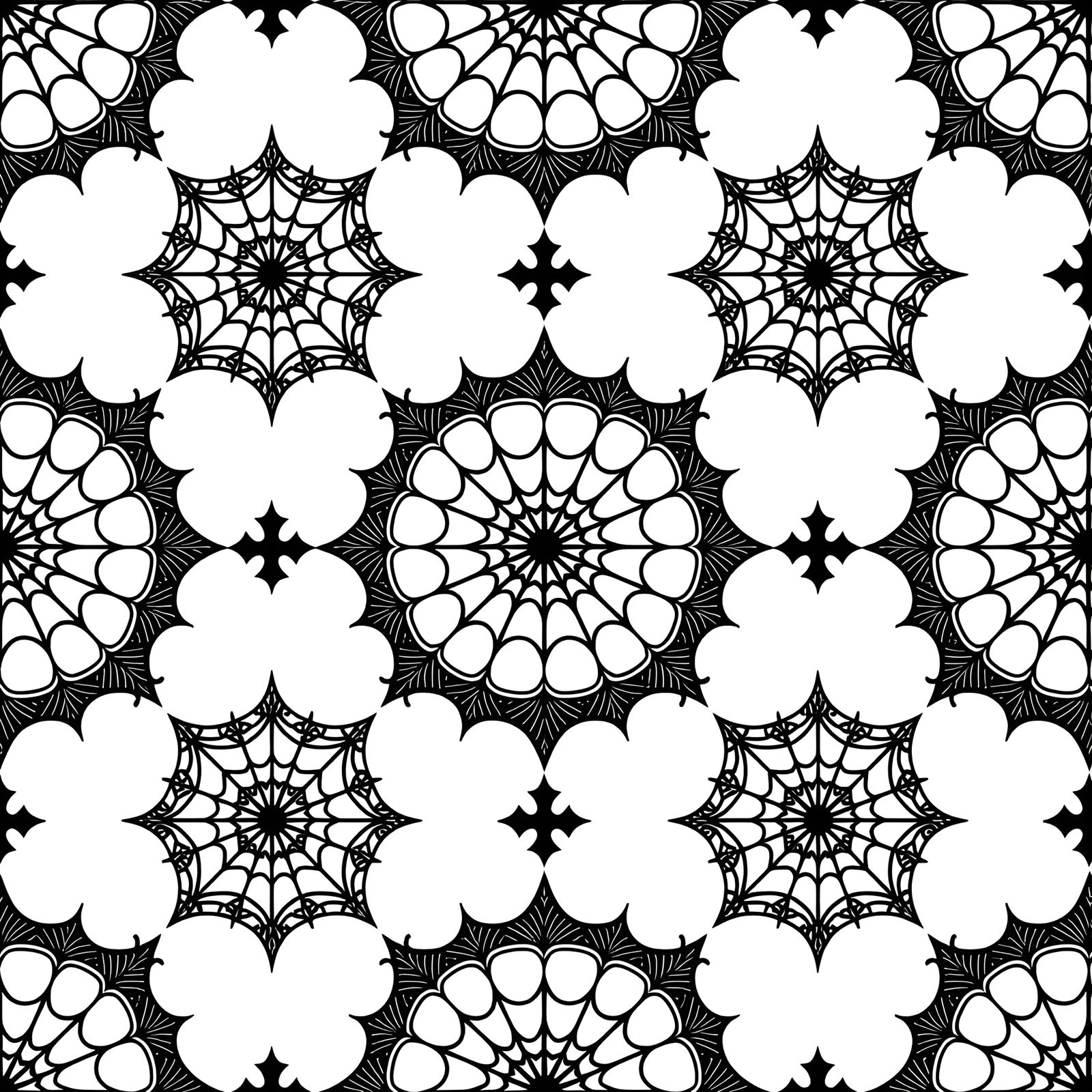 Seamless Gothic Lace Fabric Pattern with Spiderwebs and Bats
