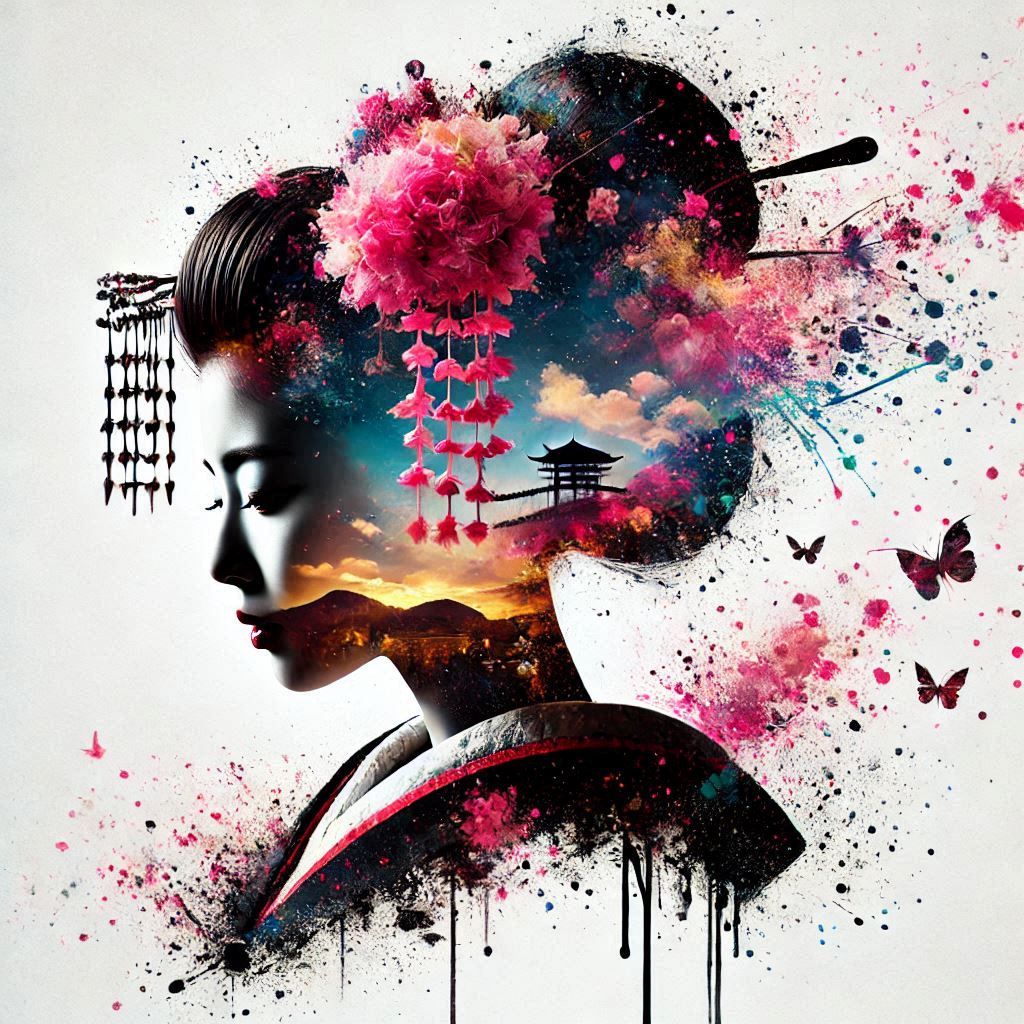 double exposure beautiful fantasy portrait landscape..