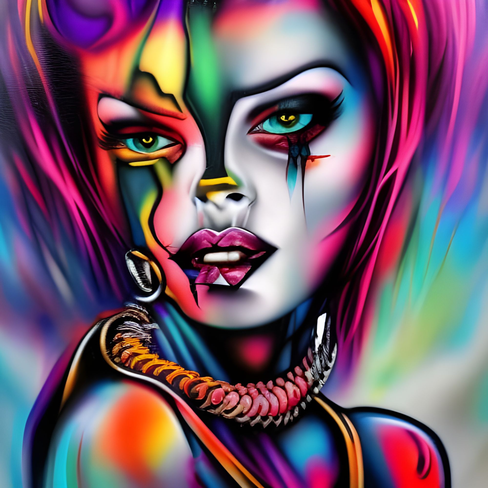 Cyber Goth Girl selling Acrylic Painting