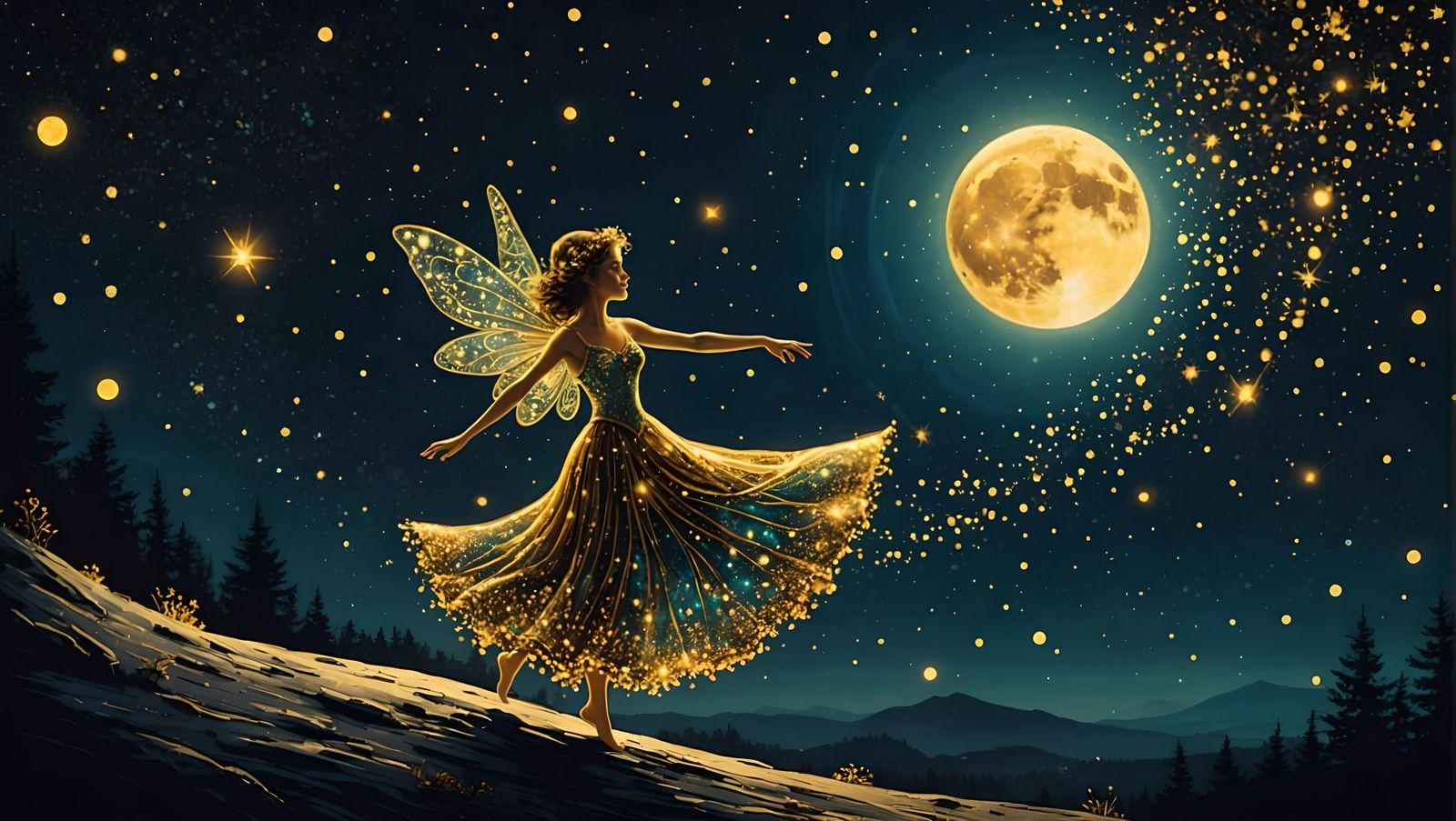 A Fairy dancing with the moon.   by @Bunnzo