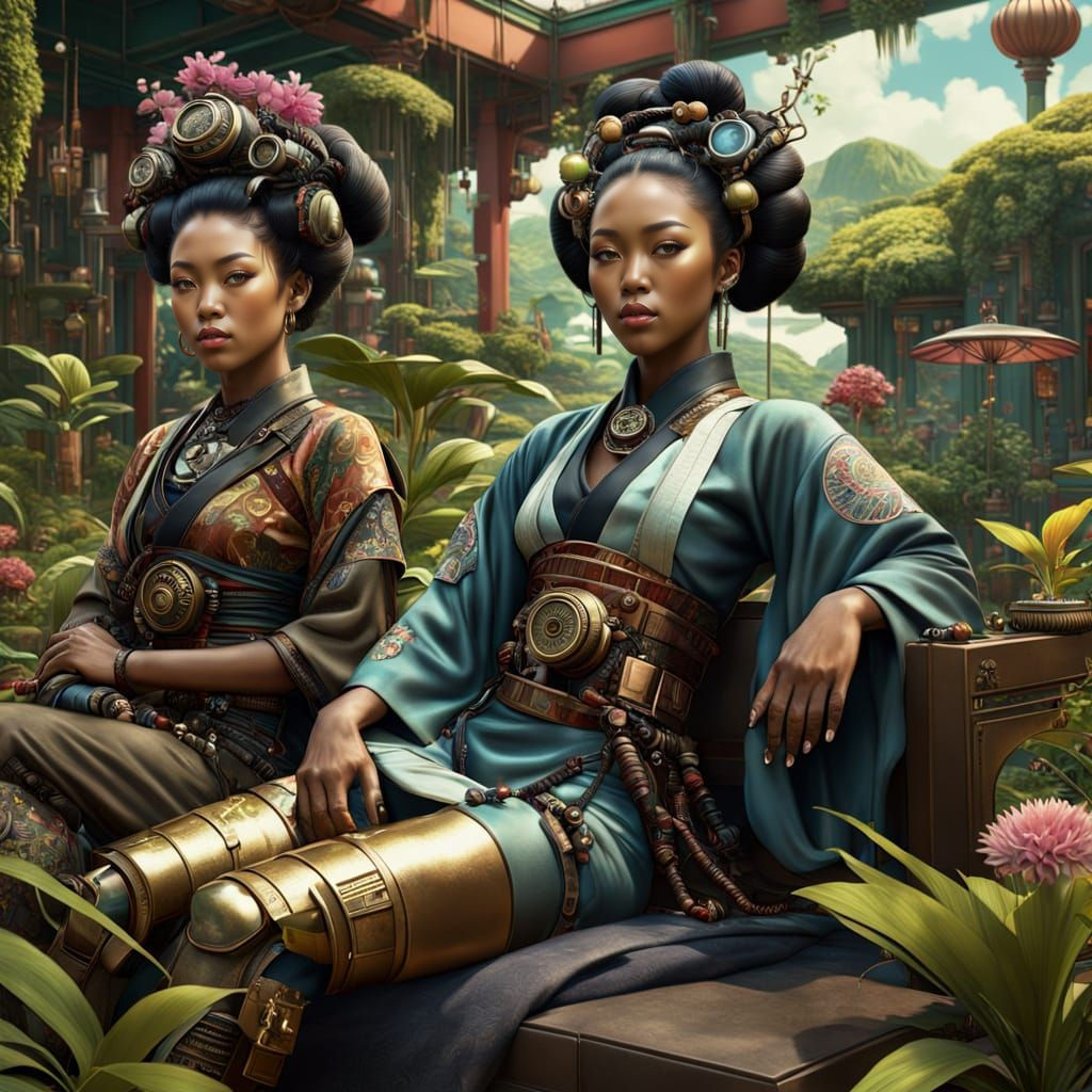 Multiracial Women Find Solace in a Steampunk Oasis