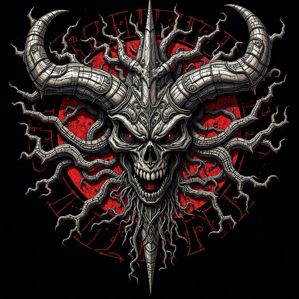 <lora:DreadKnot Theory:0.5> a logo with text, (Text: "DreadKnot Theory") in the style of a death metal CD cover