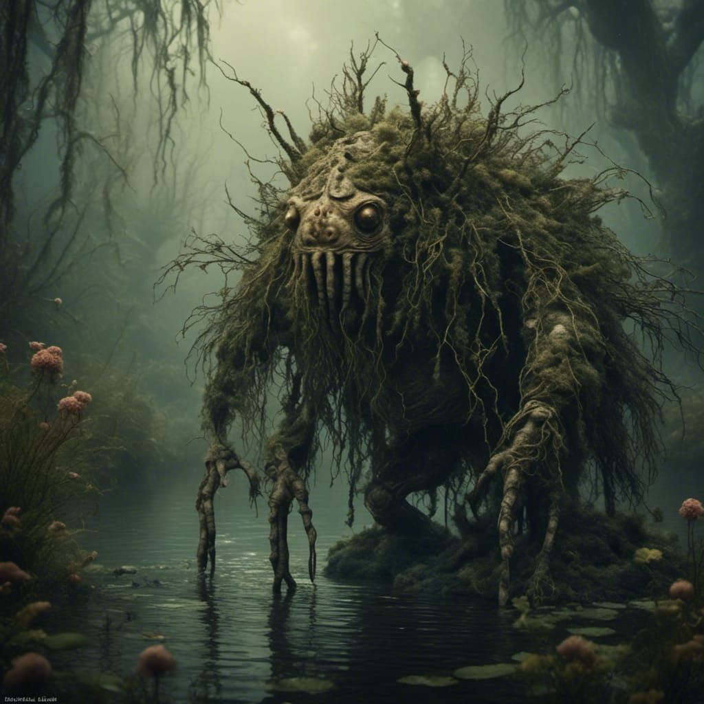 <lora:FolknMyth:1.0> Creepy swamp creature