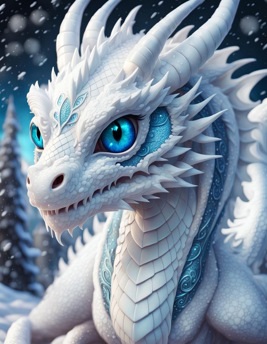 Snowy dragon - AI Generated Artwork - NightCafe Creator