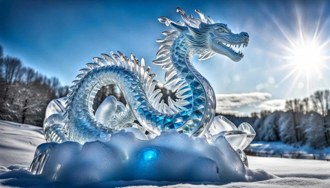 Ice Dragon Sculpture  by @Dark Magoo