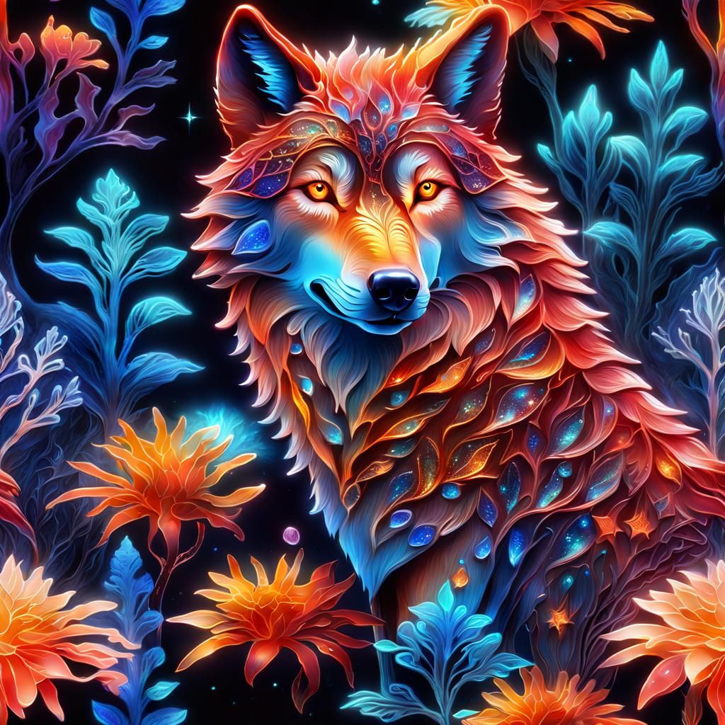 red orange wolf - AI Generated Artwork - NightCafe Creator