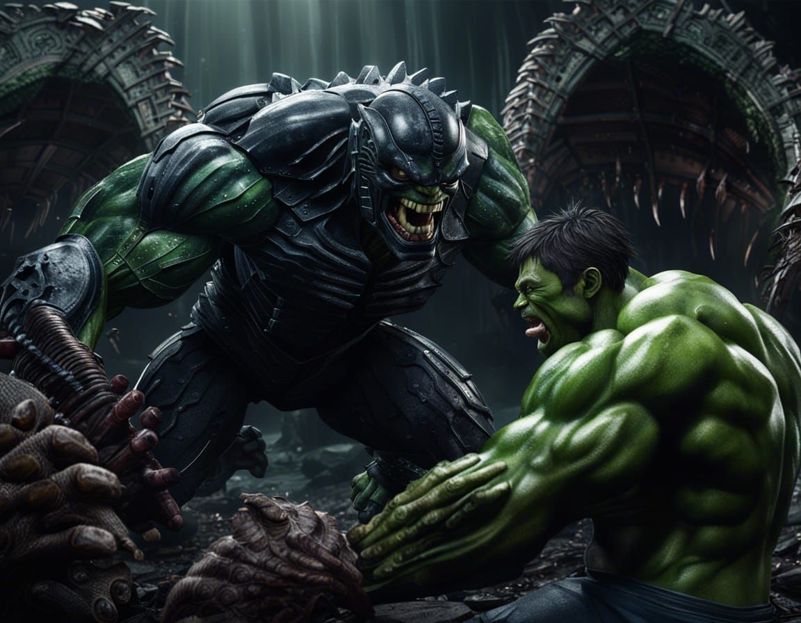 hyper realistic, perfect, smooth, The Incredible Hulk fighti...