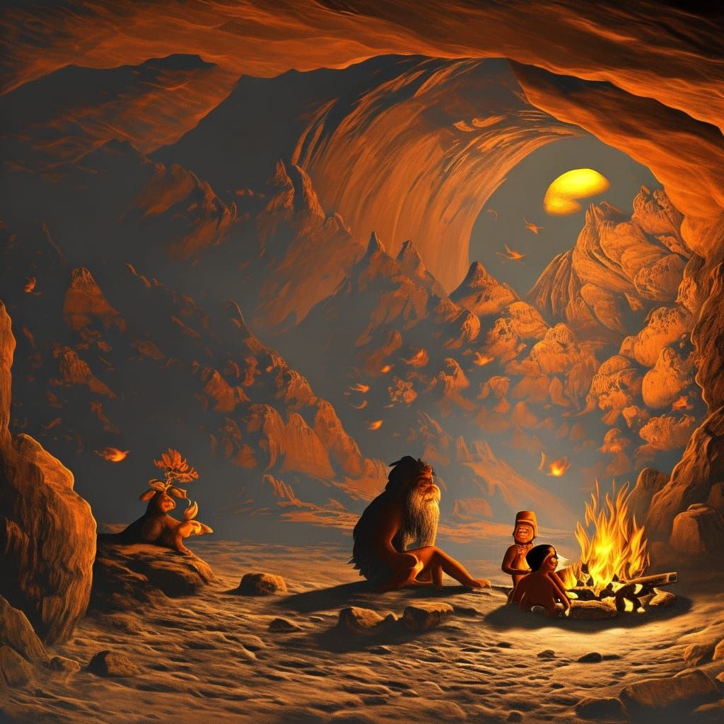 Caveman With Campfire Pictograph AI Generated Artwork NightCafe Creator   HJ5qpqTlgrFAr5wXucY1  2  5kreq 