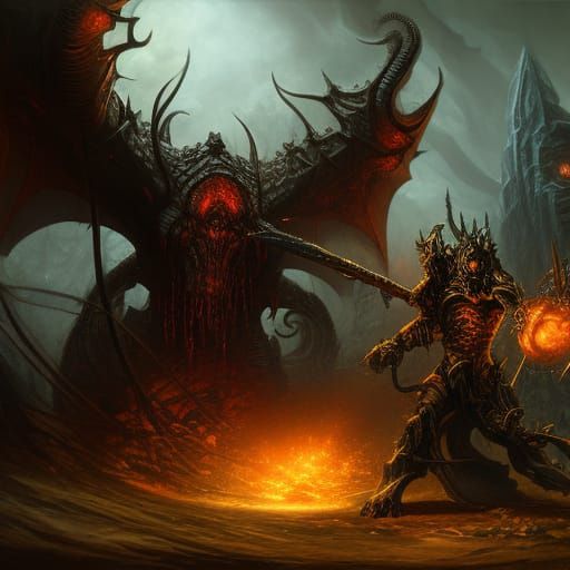 lovecraftian horror, panoramic, detailed, splash art, noise,...
