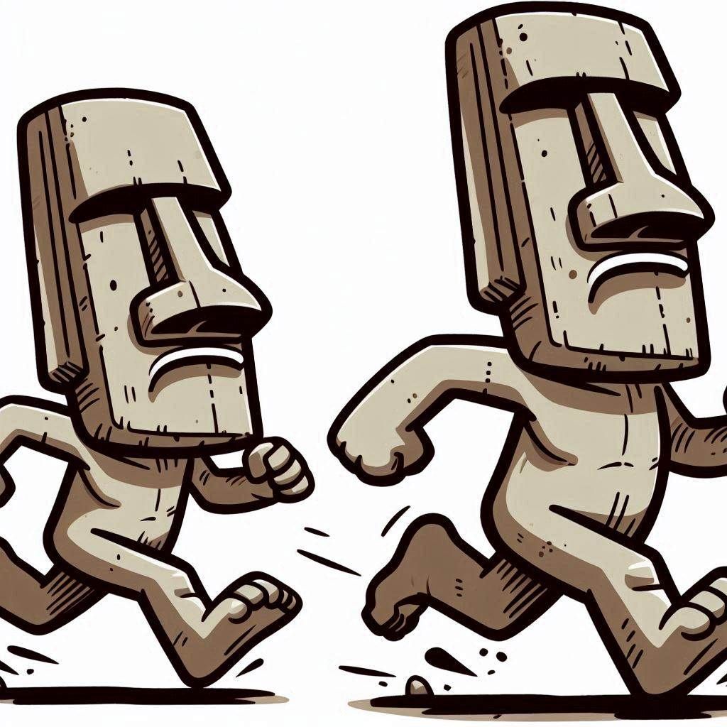 Moaimentum (one happy, one sad)