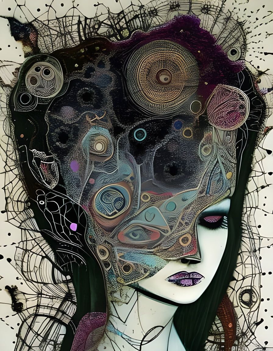 Intricate Portrait of a Woman in Maximalist Textile Art Styl...