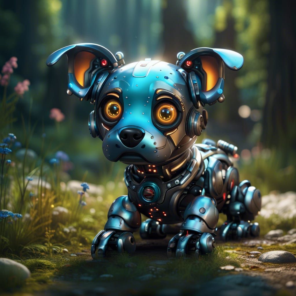adorable robot dog with cute eyes  by @Cristian