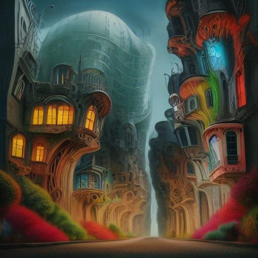 Surreal NYC Skyscraper Scene with Ethereal Moonlight