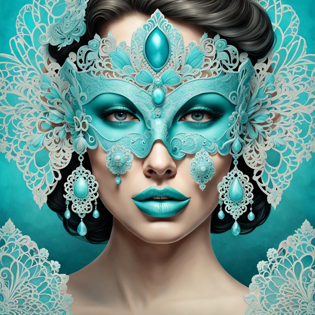 artful turquoise lace - AI Generated Artwork - NightCafe Creator