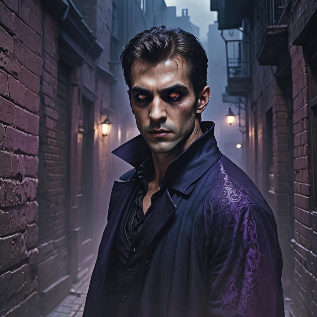 Vampire shadow behind a man AI Generated Artwork NightCafe Creator