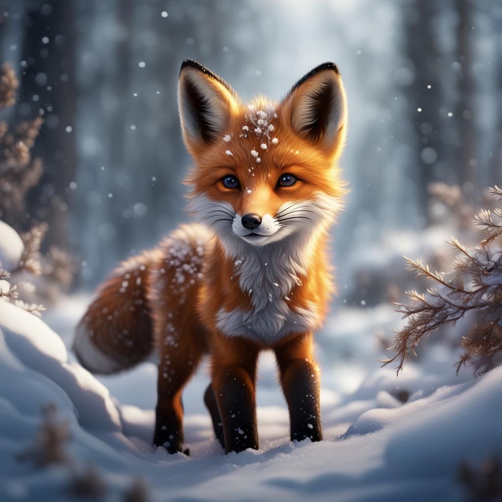 Fox in the Snow - AI Generated Artwork - NightCafe Creator