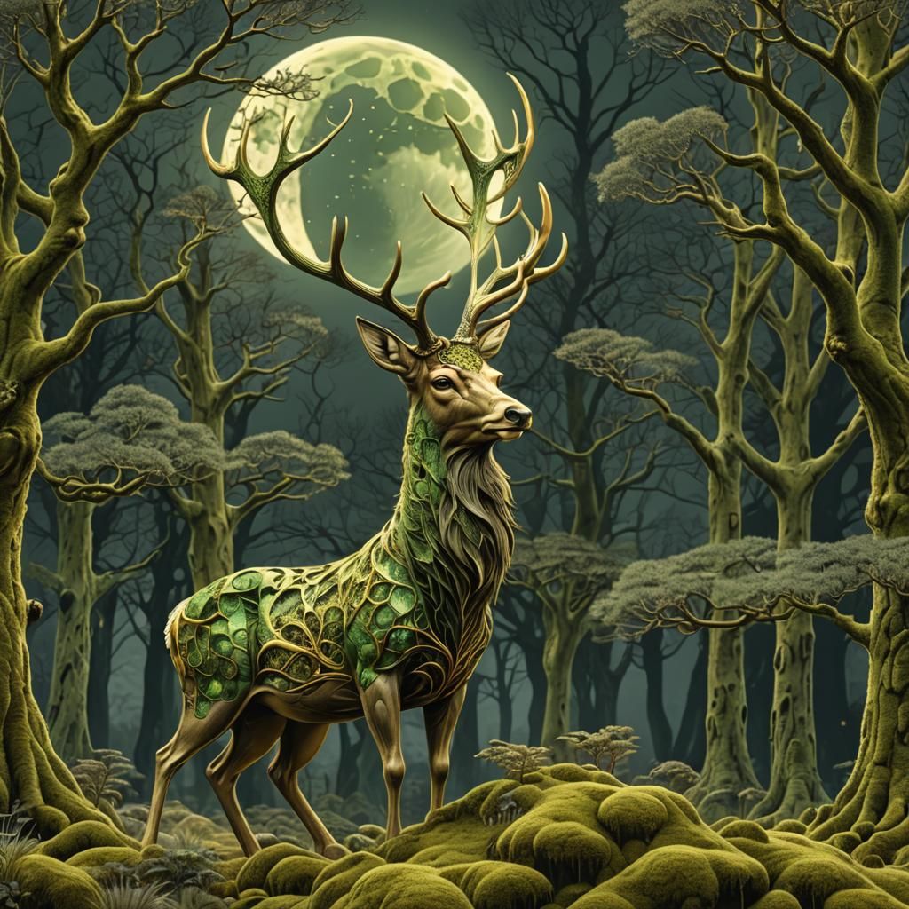 Stag in the moonlight - AI Generated Artwork - NightCafe Creator