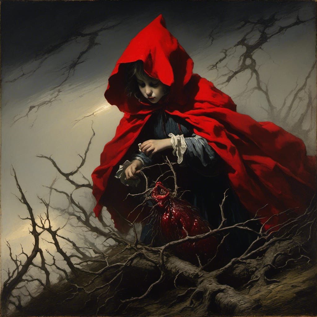 little red riding hood with blood on her mouth" horror Gusta...