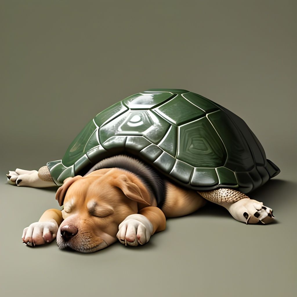 do-not-try-and-make-a-dog-go-to-sleep-on-top-of-a-turtle-ai-generated