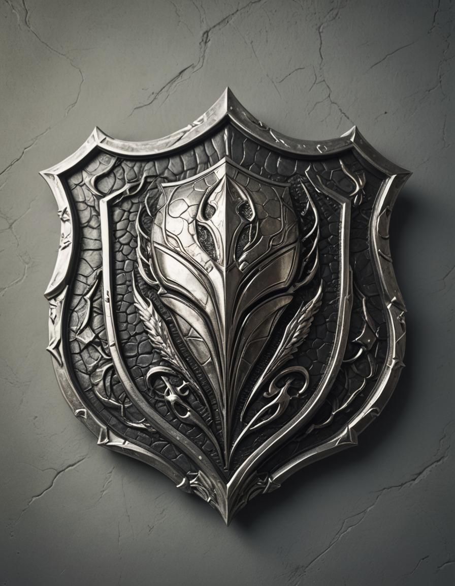 silver shield with features of the reptile