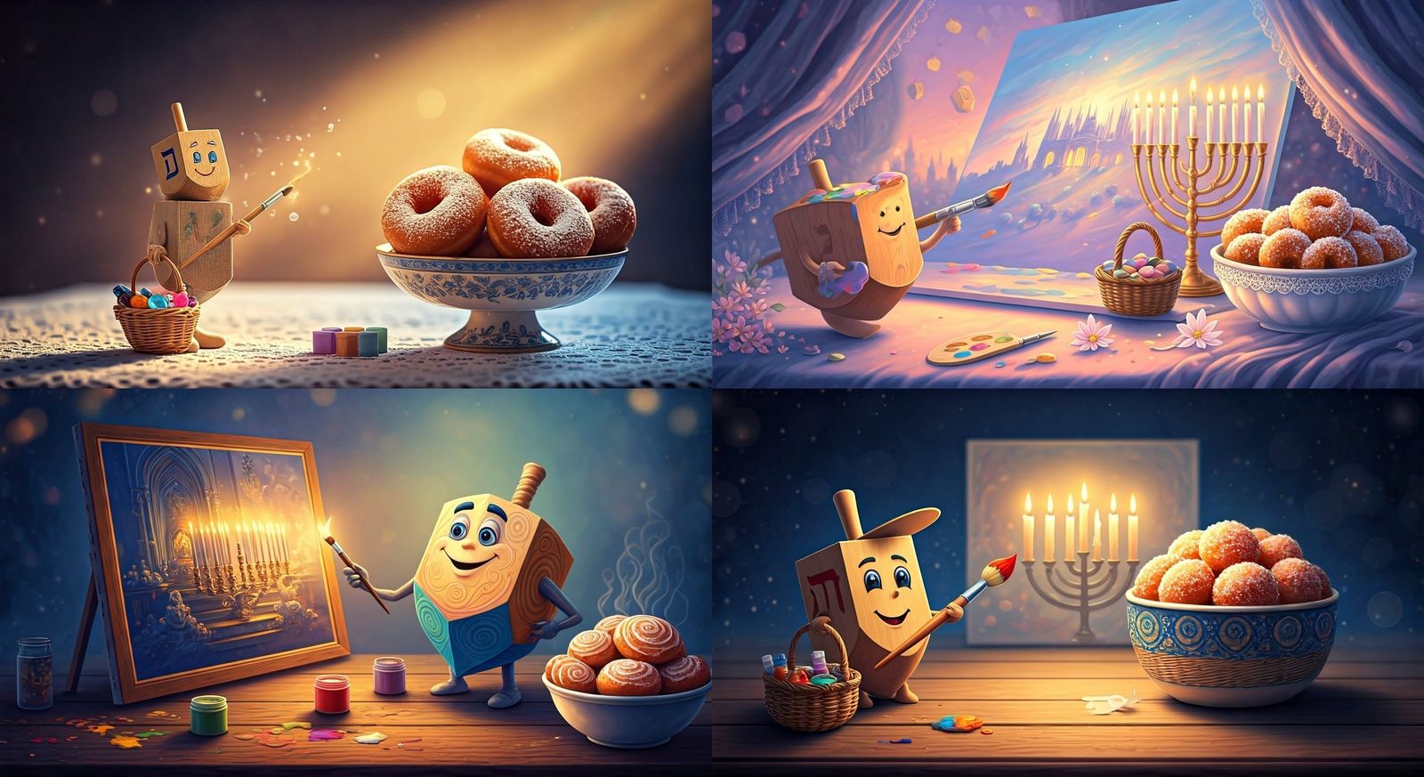 Hanukkah Dreidel Painting a Festive Scene