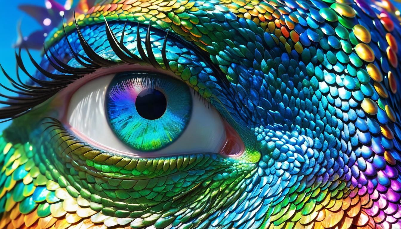 Iridescent Half-Human Creature in Digital Painting Style