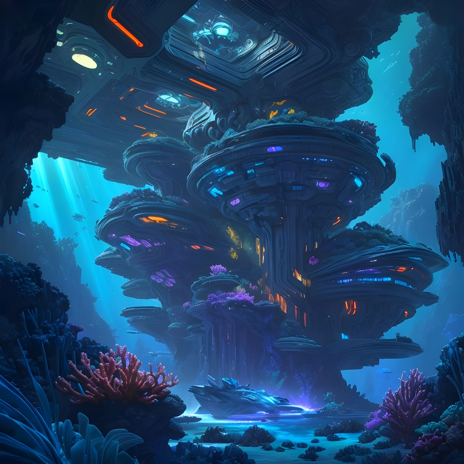 Deep Underwater High Tech Supervillian Lair  by @Sean Hazelwood