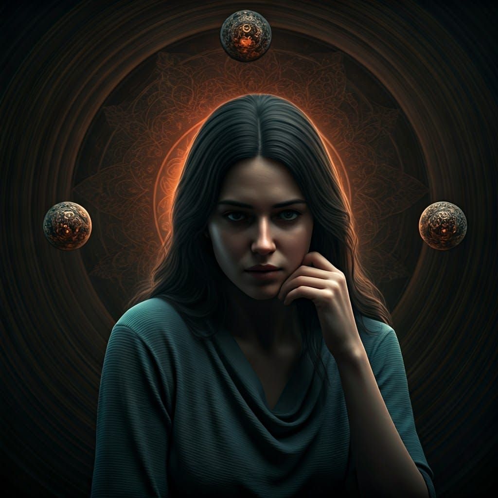 Ethereal Contemplation in Moody, Hyperrealistic Scene