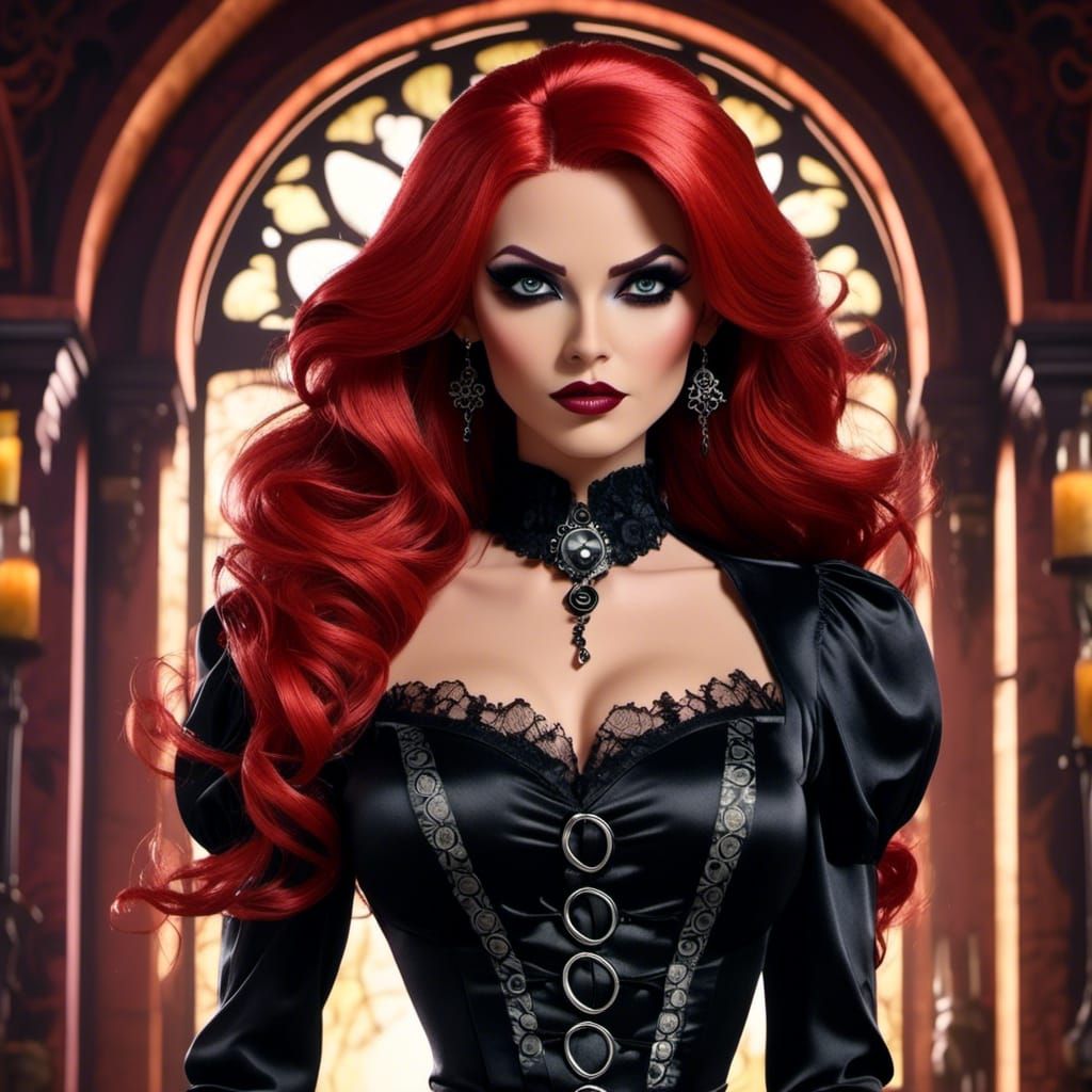  <lora:TropicalPunk:1.0>Gothic gorgeous redhead lady, sharp focus, cinematic quality, gothic plaguepunk style 