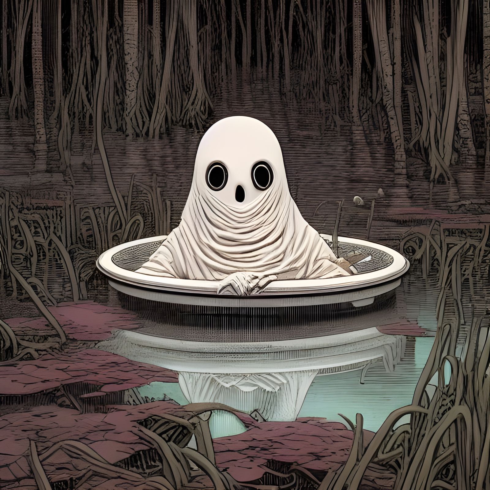 Cute Ghost Bog Mummy in Fantasy Art Style