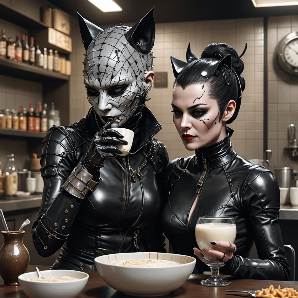 Hyperrealistic female Pinhead from the Hellraiser movies, as...