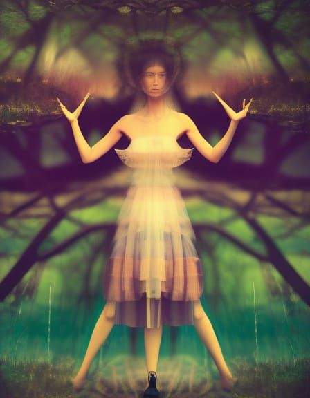 Universe-beautiful fate hybrid woman in mycelium network in ...