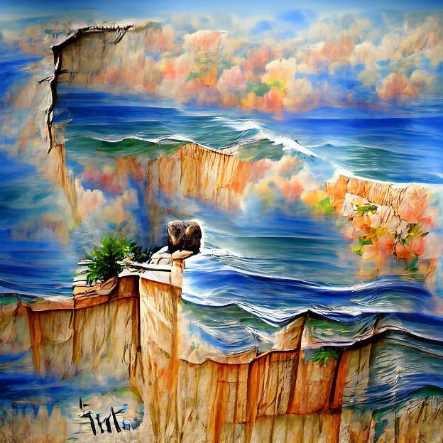 cliff over the ocean beautiful artwork