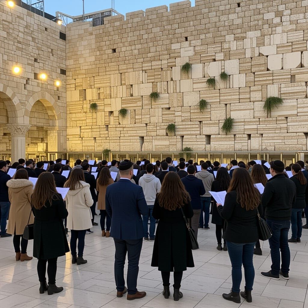Crowds Praying at the Western Wall