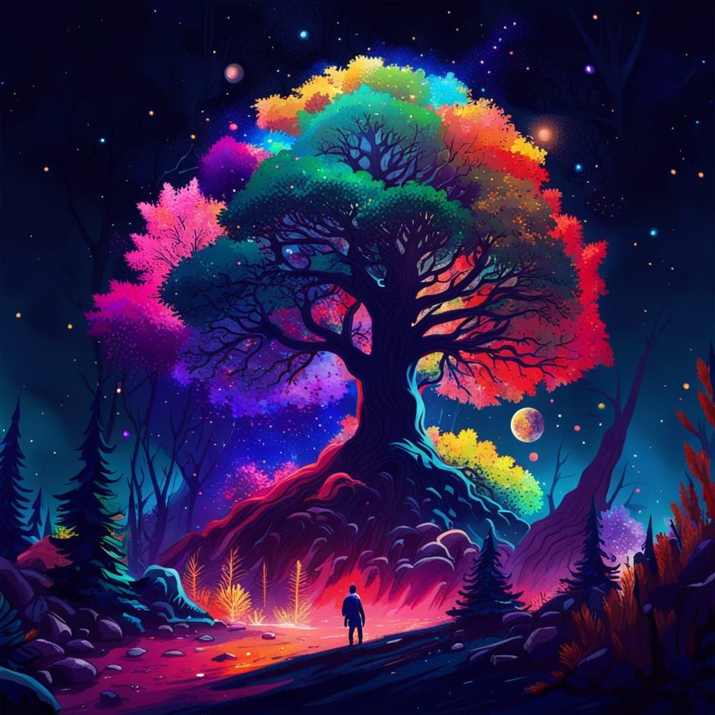colorful forest in universe