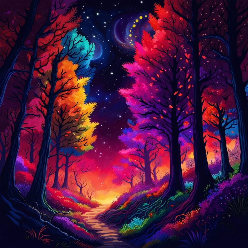 colorful forest in universe