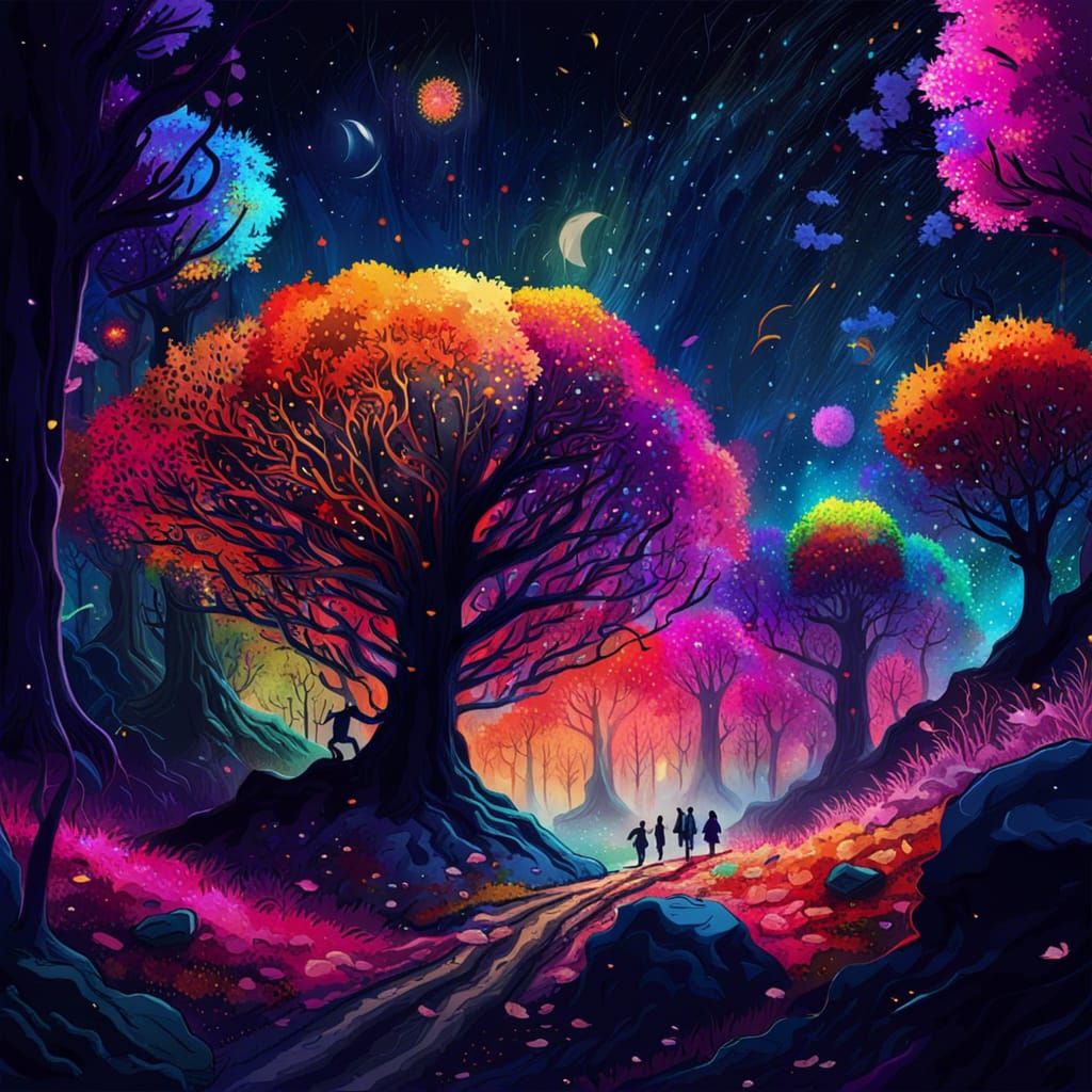 colorful forest in universe