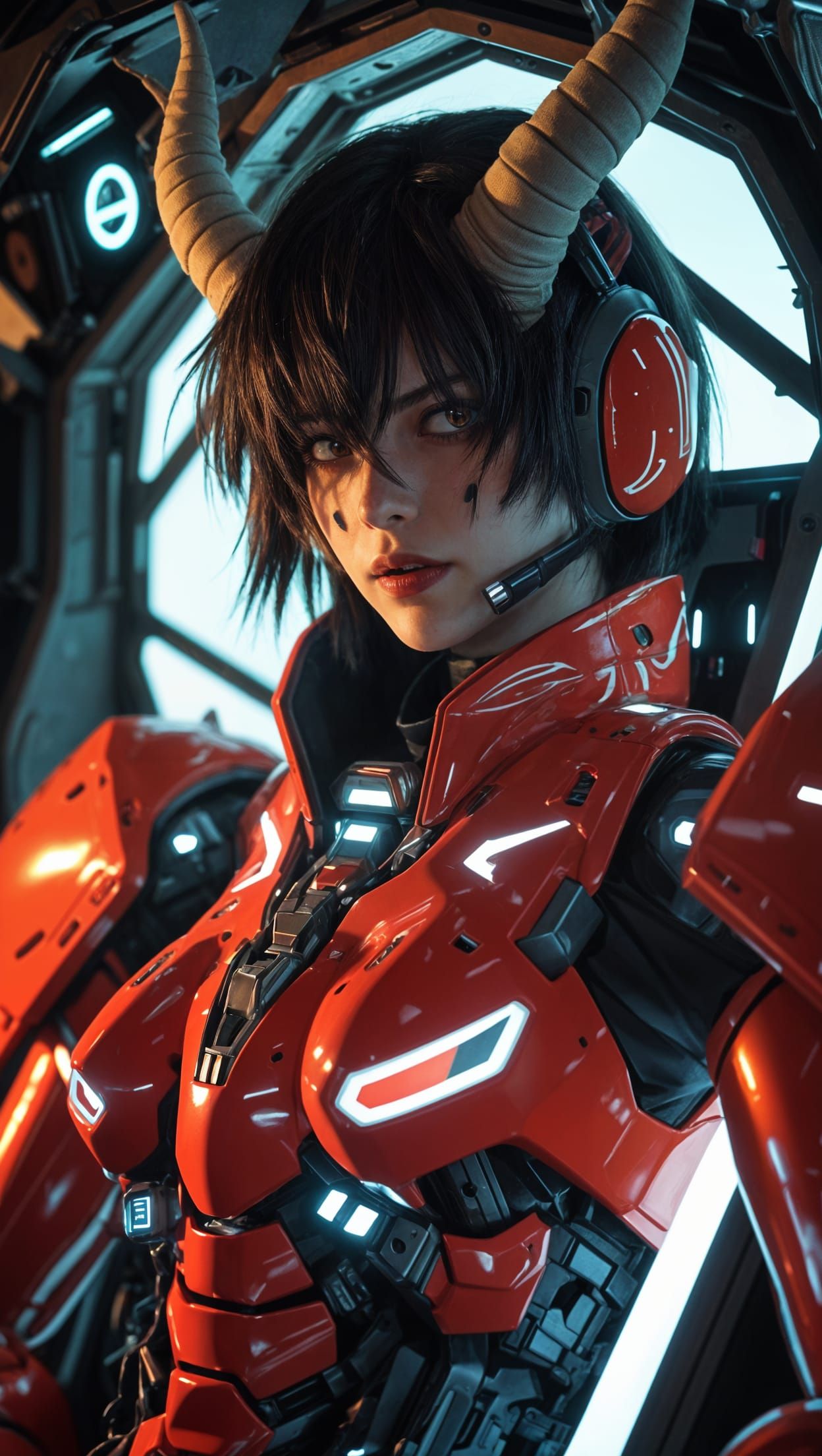 Futuristic demon girl