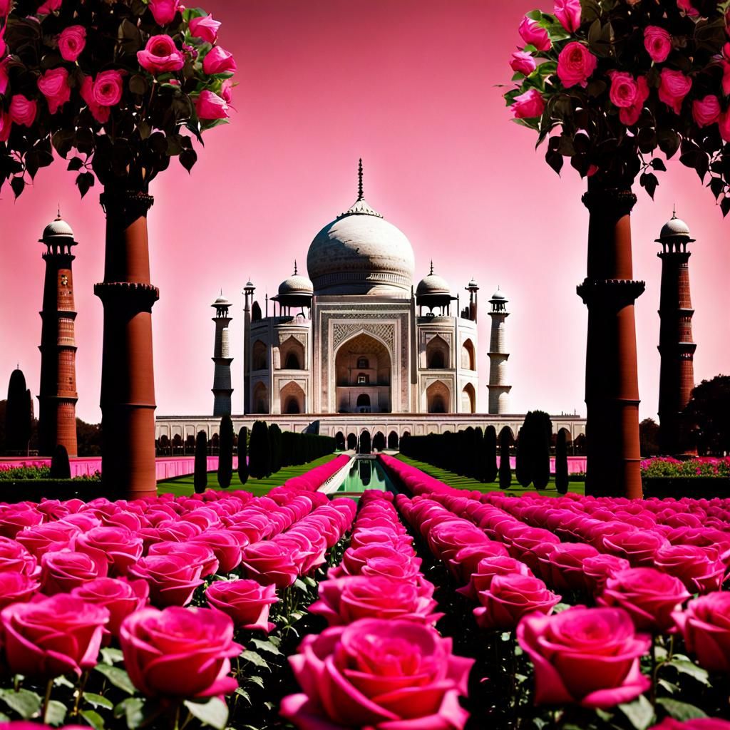 Taj Mahal in Chocolate and Red pink rose garden