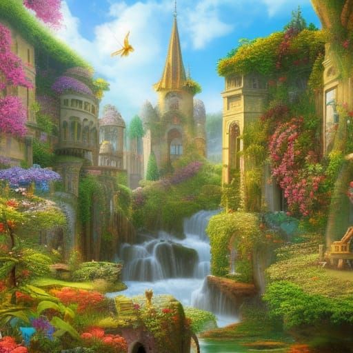 Lush fantasy city
