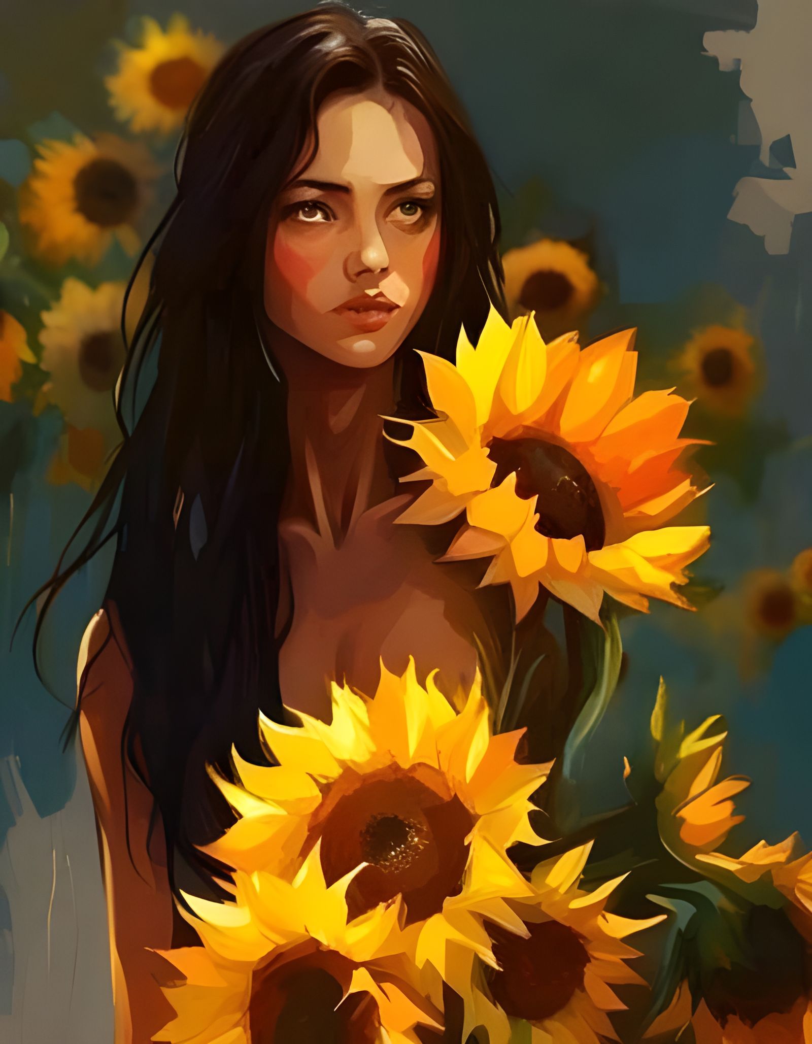 Sunflower Girl AI Generated Artwork NightCafe Creator