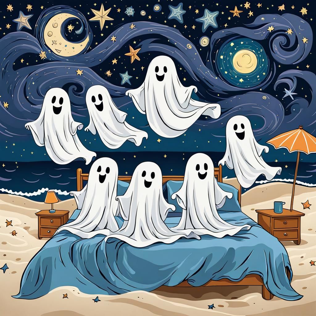 bedsheet ghosts photoshoot - AI Generated Artwork - NightCafe Creator