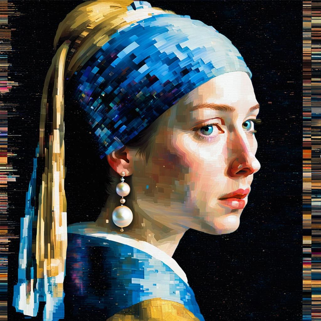 ' Girl with a Pearl Earring', with glitch effect