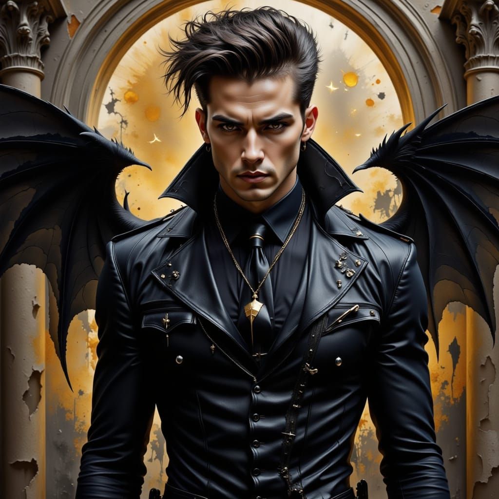Edgy Male Villain in Dark Ensemble